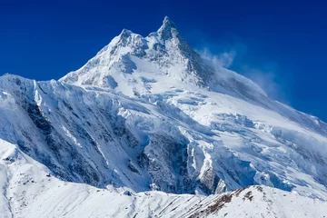 Cercles muraux Manaslu Himalaya scenic mountain landscape against the blue sky. Manaslu mountain