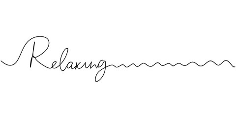 One continuous line drawing typography line art of relaxing word writing isolated on white background.