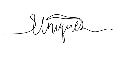 One continuous line drawing typography line art of unique word writing isolated on white background.