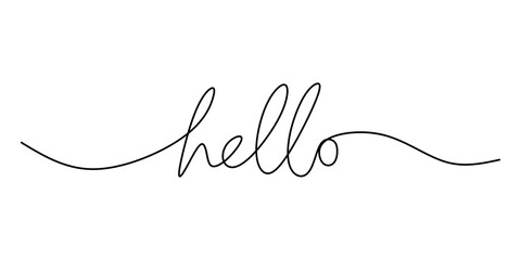 One continuous line drawing typography line art of hello word writing isolated on white background. © ngupakarti