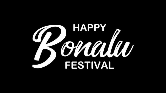 telangana hindu traditional festival. happy bonalu festival animated text. 4k video greeting card. gift card. alpha channel.
