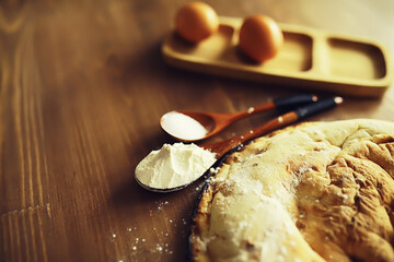 Lavash from whole grain durum flour. Handmade fresh pastries. Flour product. Bread, flour and...