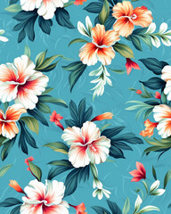 Wallpaper tileable pattern of flowers created with Generative AI technology