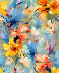 Fototapeta na wymiar Wallpaper tileable watercolor pattern of flowers created with Generative AI technology