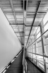 Black and white interior walkway 