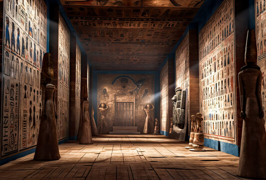 an egyptian room with pharaohs inside, generative ai