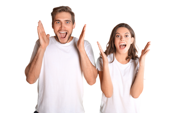 Lovely couple smiling together on a transparent background
