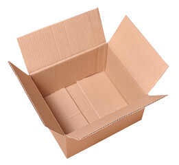 open brown cardboard box mockup isolated