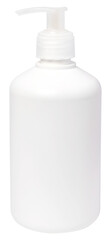 white plastic bottle with dispenser pumps isolated