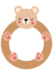 Funny teddy bear round frame