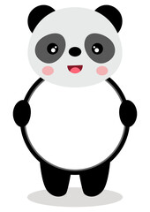 Cute panda with circle blank sign