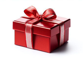 Obraz premium Red gift box with red ribbon and bow. generative ai