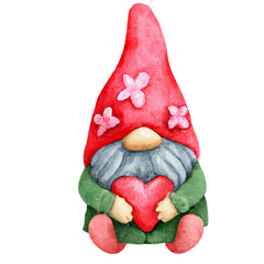 Cute lovely valentine gnome Isolated ai generative