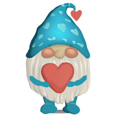 Cute lovely valentine gnome Isolated ai generative