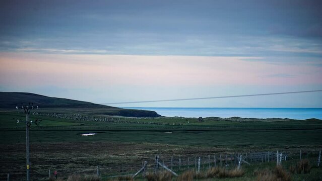 Time lapse over Gress beach and the nearby river, marshland and estuary. Filmed over the village of Back on the Isle of Lewis, part of the Outer Hebrides of Scotland.