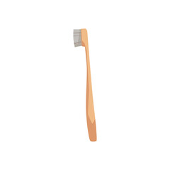 Bamboo toothbrush of biodegradable eco natural materials, flat vector isolated.