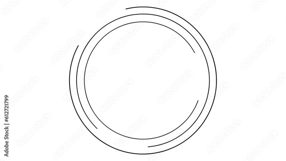 Wall mural animated black circular frame spins. linear symbol rotates. copy space for text. vector illustration