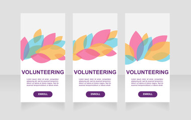 Virtual volunteering web banner design template. Vector flyer with text space. Advertising placard with customized copyspace. Promotional printable poster for advertising. Graphic layout