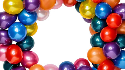Obraz premium colorful balloons frame isolated on transparent background cutout , generative ai