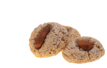 hazelnut cookies with almonds isolated