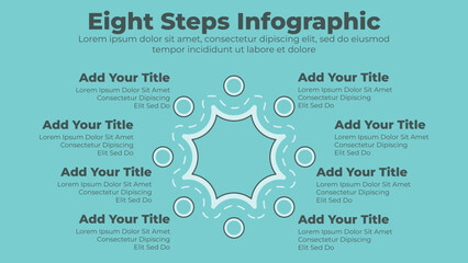 Circular eight steps infographics template design for presentation