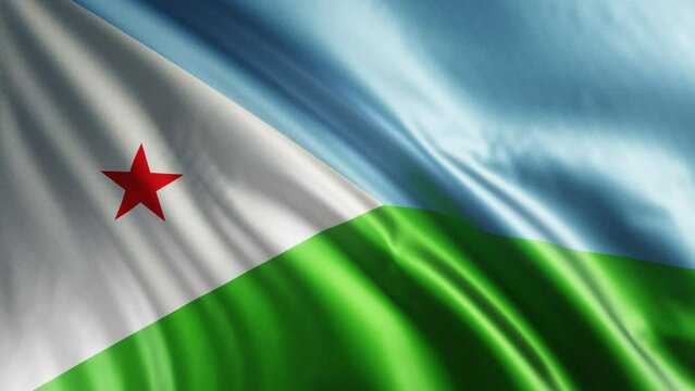 Animation of the Djiboutian flag. 4K. Djibouti flag flying, Republic of Djibouti flag seamless loop 3d