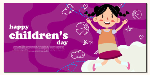 vector flat happy children's day