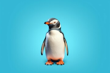 Penguin blue background. Generate Ai