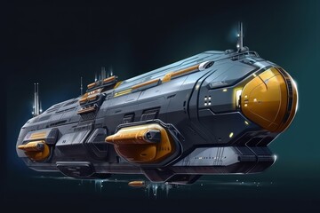 Fototapeta na wymiar Cargo Ship in space. spaceship in realistic style. Digital art painting. Illustration. Generative AI.