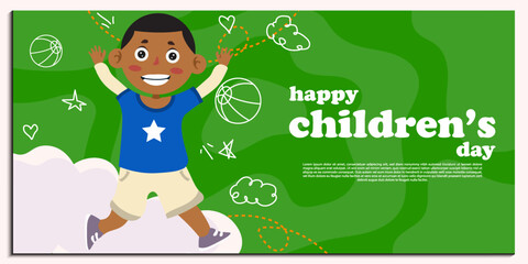 vector flat happy children's day