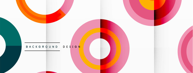 Obraz premium Colorful circles in a grid composition abstract background. Design for wallpaper, banner, background, landing page, wall art, invitation, prints, posters
