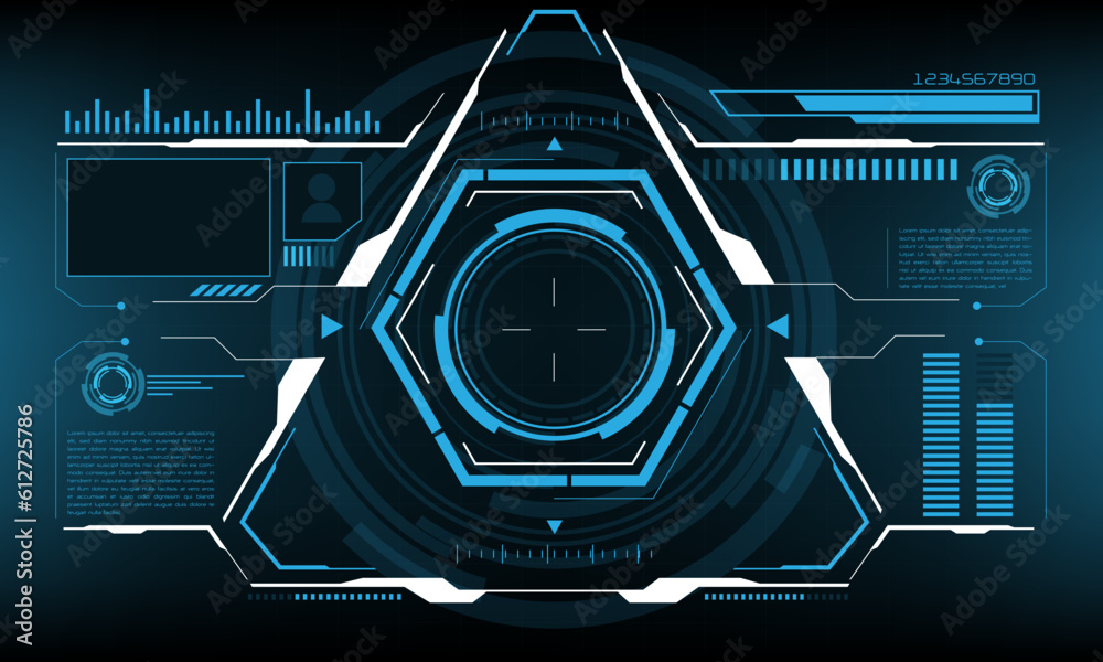 Poster hud sci-fi interface screen view design virtual reality futuristic technology display vector