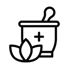 herbal treatment line icon illustration vector graphic
