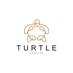 Sea Turtle Logo Design Protected Amphibian Marine Animal Icon Illustration, Vector Brand Corporate Identity