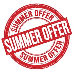 SUMMER OFFER text written on red round stamp sign