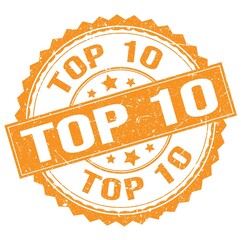 Obraz premium TOP 10 text on orange round stamp sign
