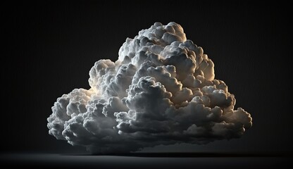 3D Realistic Cloud Suspended on a Black Background. Generative ai