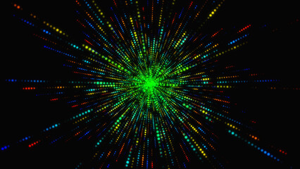 Fototapeta premium Amazing, lovely, and vibrant lines travel relentlessly in the direction of the spectator. neon components explode in both color and monochrome, moving toward the camera. Several lines are moving