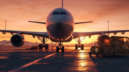 Fototapeta na wymiar An airplane's refueling process at an airport. Generative AI