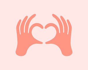 Hands making or formatting a heart symbol icon. I love you heart sign. Valentine day, message of love hand gesture, shapes heart with both hands.