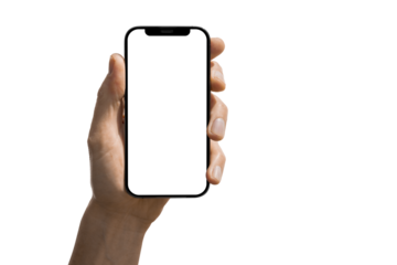 phone iphone in a hand on a transparent background in PNG format