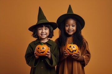 Fototapeta premium An illustration of children wearing a halloween costume , AI Generated