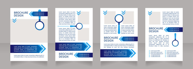 Job interview process guideline blank brochure layout design. Vertical poster template set with empty copy space for text. Premade corporate reports collection. Editable flyer 4 paper pages