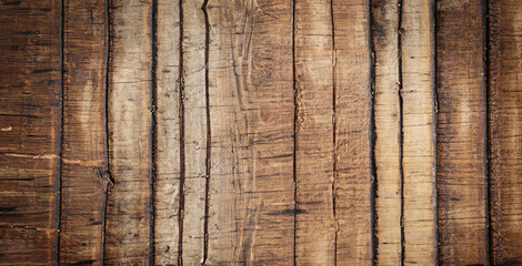 Wooden table texture. Brown planks as background top view.