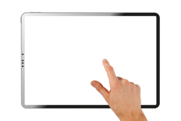 a tablet ipad in a hand on the png backgrounds