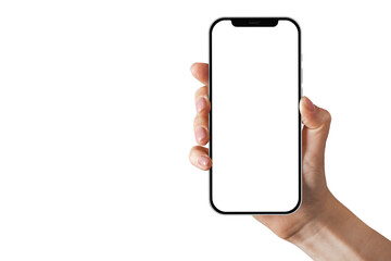 a phone iphone in a hand on a transparent background in PNG format