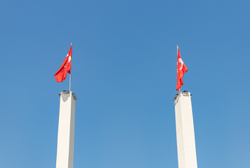 Kulturpark Izmir - Turkish Flags at the Lausanne Gate
