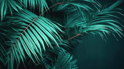 Naklejka na ściany i meble Palms in Detail, A Close-up of Lush Green Foliage. Generative ai