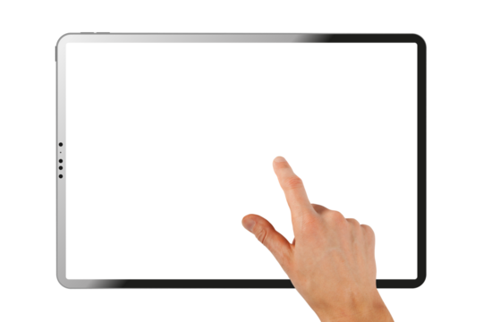 a tablet ipad in a hand on the png backgrounds
