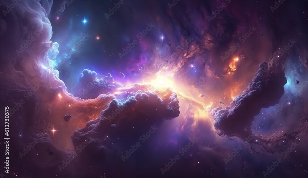 Wall mural galaxies and nebula in space. backdrop of an abstract universe. generative ai.